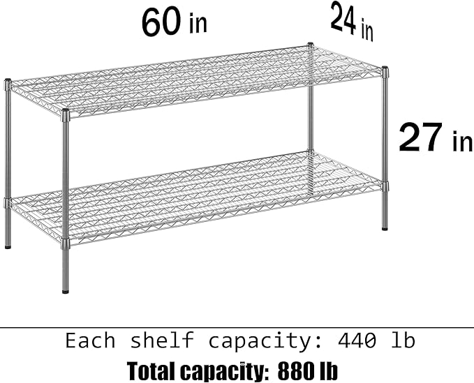 Regal Altair 24" Deep x 60" Wide x 27" Height Wire Shelving Kit | 2-Tier | NSF - Image 3