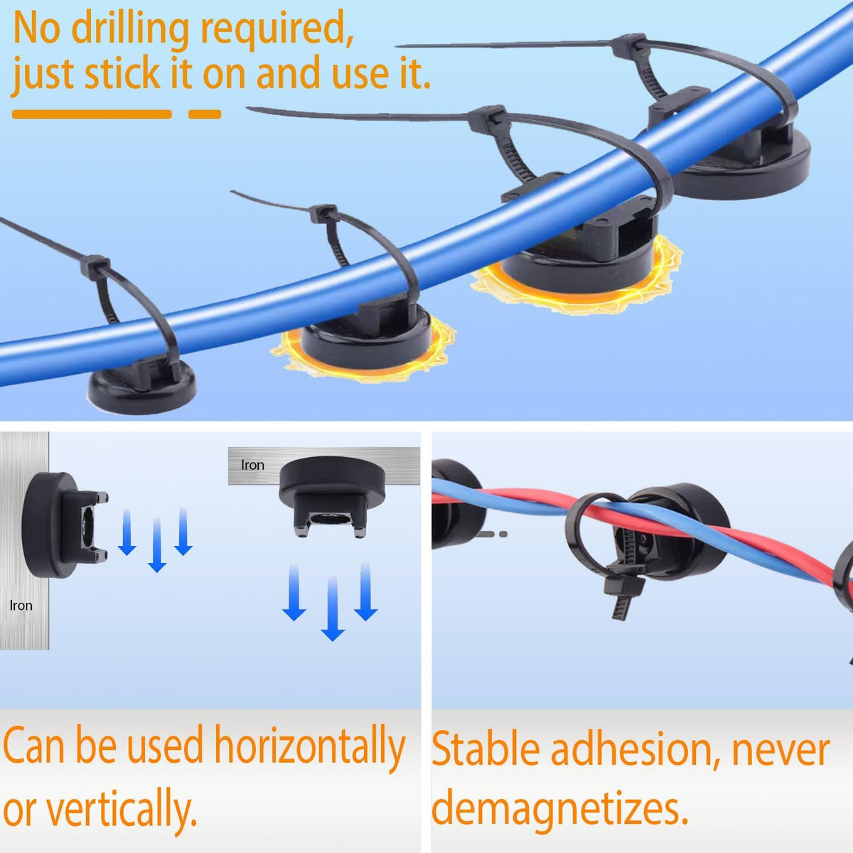 15 Pcs zbab1 Magnetic Zip Tie Mount Base, 35LBS Strong Magnetic Wire Holder &...
