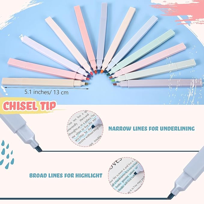 Marspark 216 Pcs Highlighters Bulk Chisel Tip Aesthetic 12 Assorted Colors No - Image 3