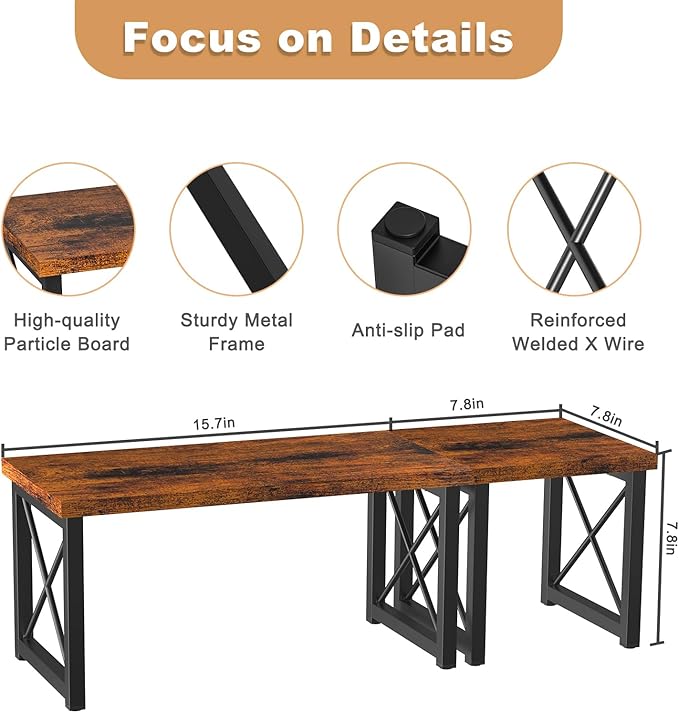 HavenlyYouth Desk Shelf, 2 Tier Wood Desktop Bookshelf, Adjustable Freestanding - Image 3
