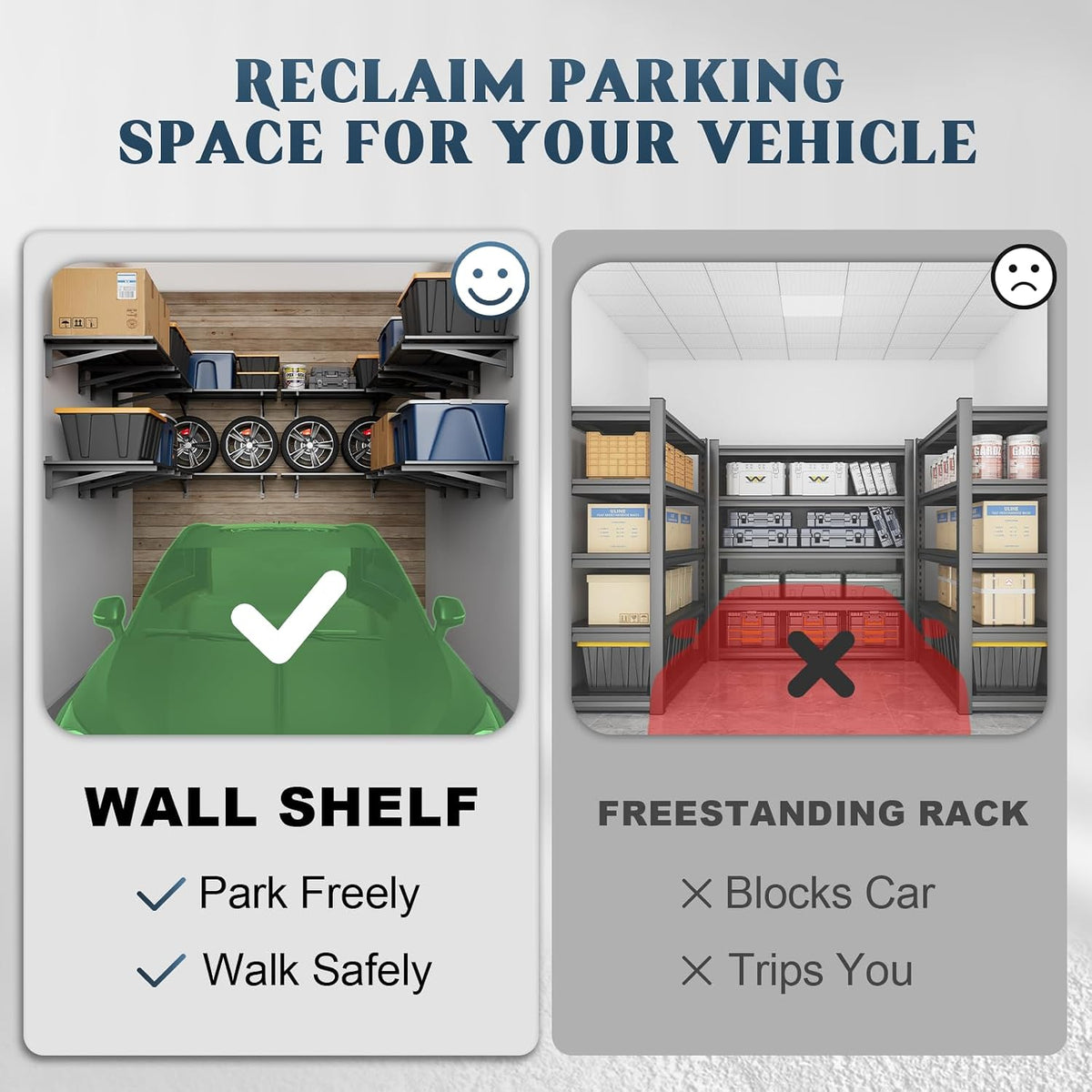 jusgym 4 pack garage shelving wall mounted, 2x3ft, close-up detail