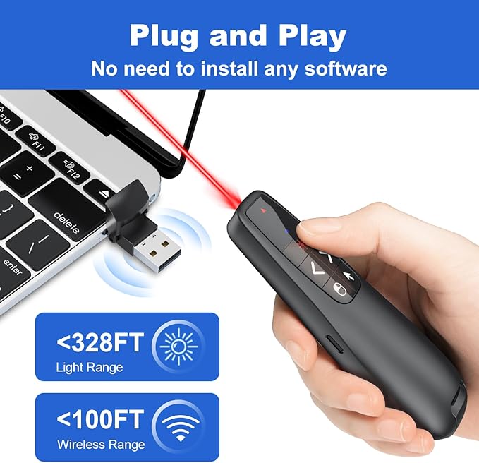 Presentation Clicker PowerPoint Wireless Presenter Remote: Type C Rechargeable - Image 2