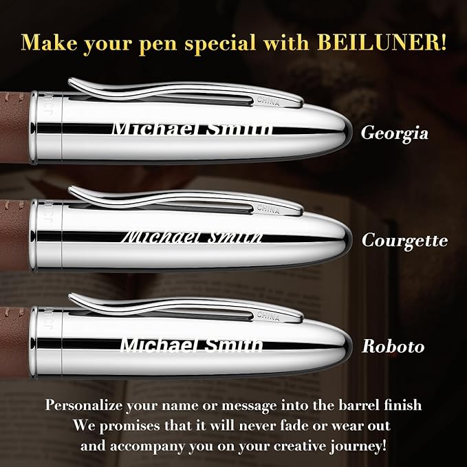 BEILUNER 318 Luxury Personalized Leather Pen, Hand-Stitched Premium Leather - Image 2