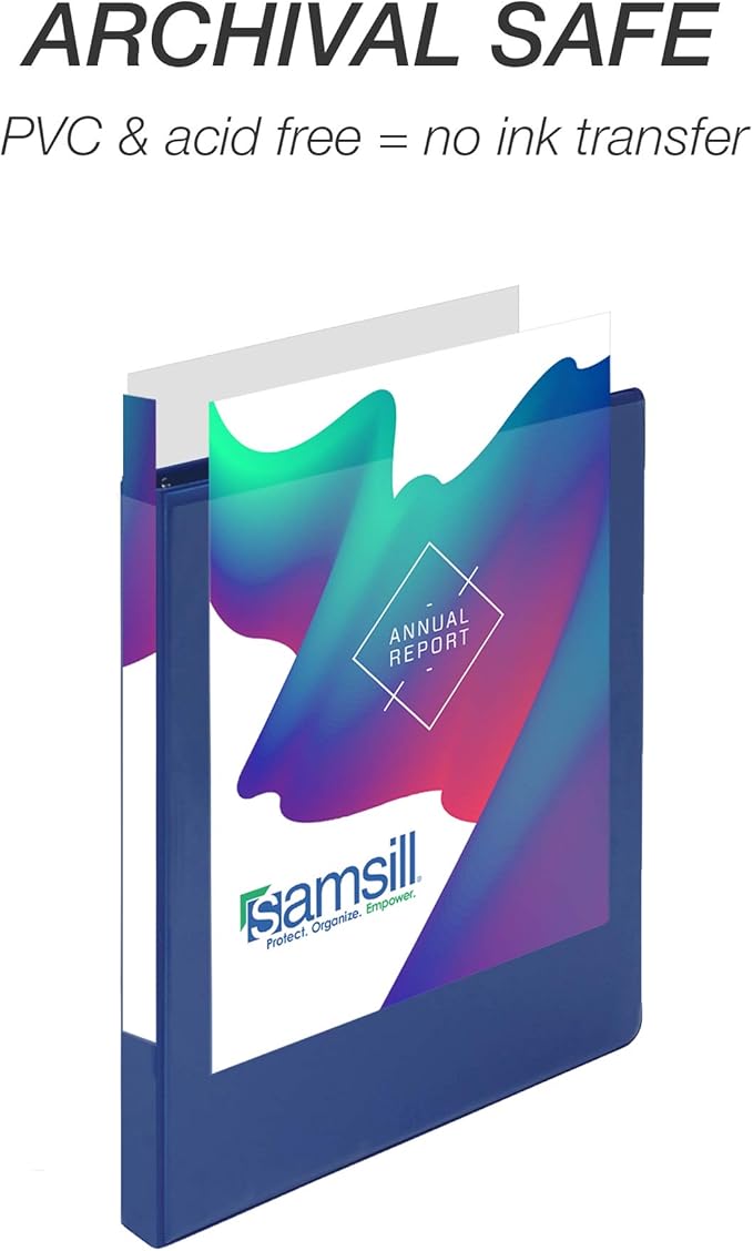 Samsill Durable .5 Inch Binder, Made in the USA, Round Ring Customizable Clear - Image 6