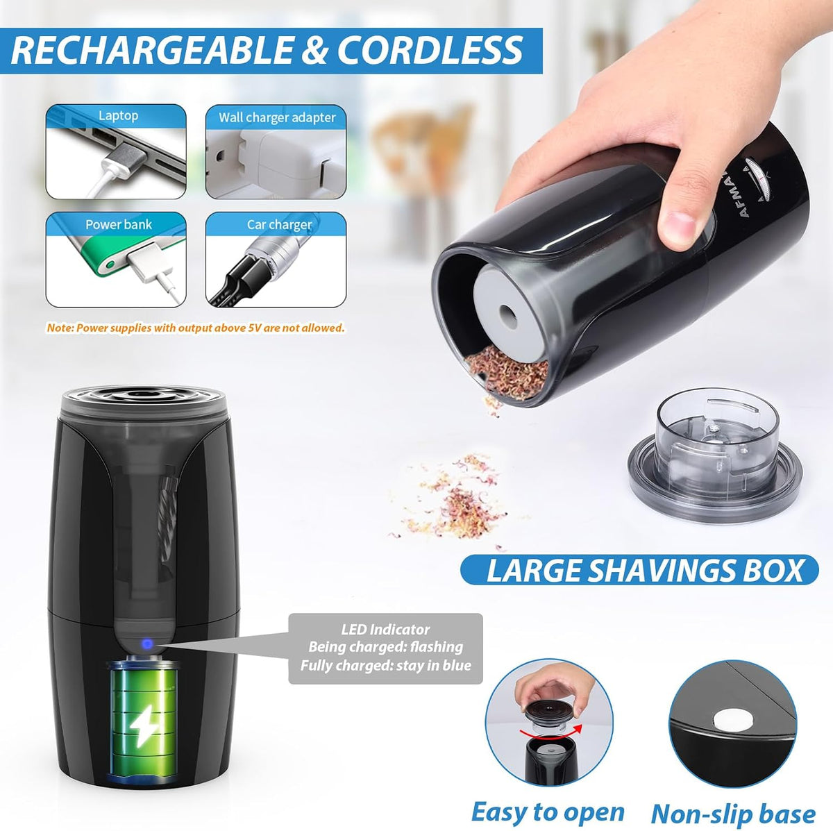 afmat ps29 rechargeable long point pencil sharpener for, package contents