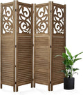 Room Divider Wood Carved Wall Divider Indoor Folding Portable Partition Screen by Svimi