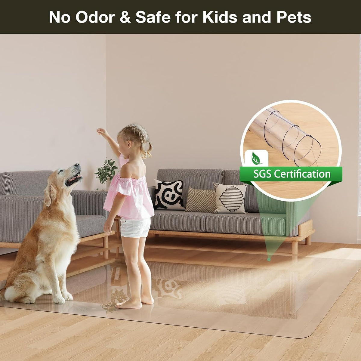 Crystal Clear Floor Mat 3×5ft, Upgraded Easy Flat Waterproof Vinyl Rug Cover,...