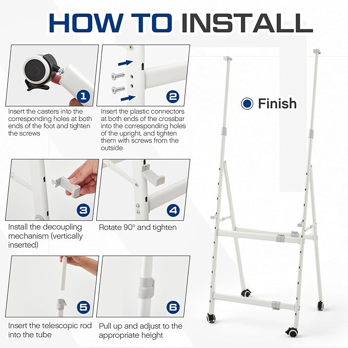 40" x 60" Rolling Whiteboard Foldable Dry Erase Board - Image 7