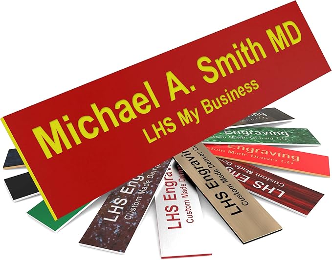 Door Name Plate Personalized for Office Red Plastic Name Plate by LHS+My+Business