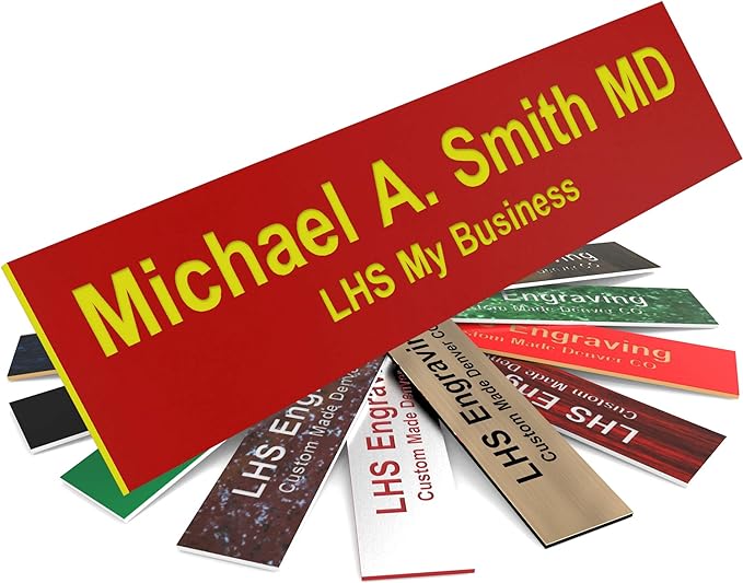 Door Name Plate Personalized for Office Red Plastic Name Plate by LHS+My+Business