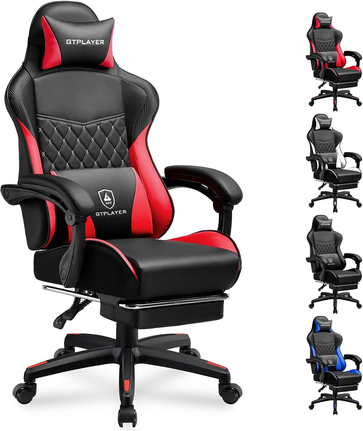 GTPLAYER Gaming Chair, High Back Leather Computer Gaming Chair with Footrest,...