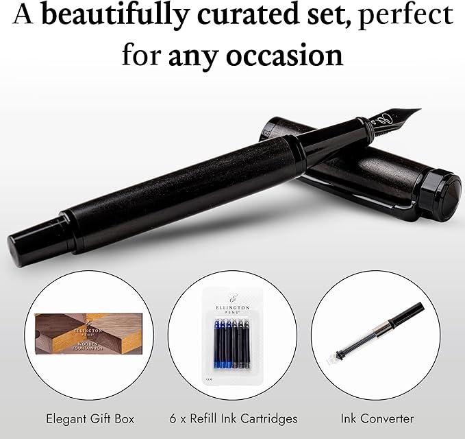 Ellington Pens Luxury Wood Fountain Pen Set – Fine Nib - Image 2