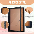 Homezelle Enclosed Cork Bulletin Board 36"x24" Outdoor Weatherproof Cork - Image 3