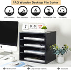 PAG Mail Sorter Organizer, Wood Countertop Literature Organizer, Office - Image 4