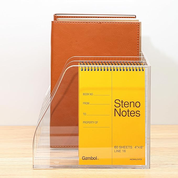 AIDIMOO Acrylic Magazine File Holder, 6 Vertical Compartments Desk Document - Image 5