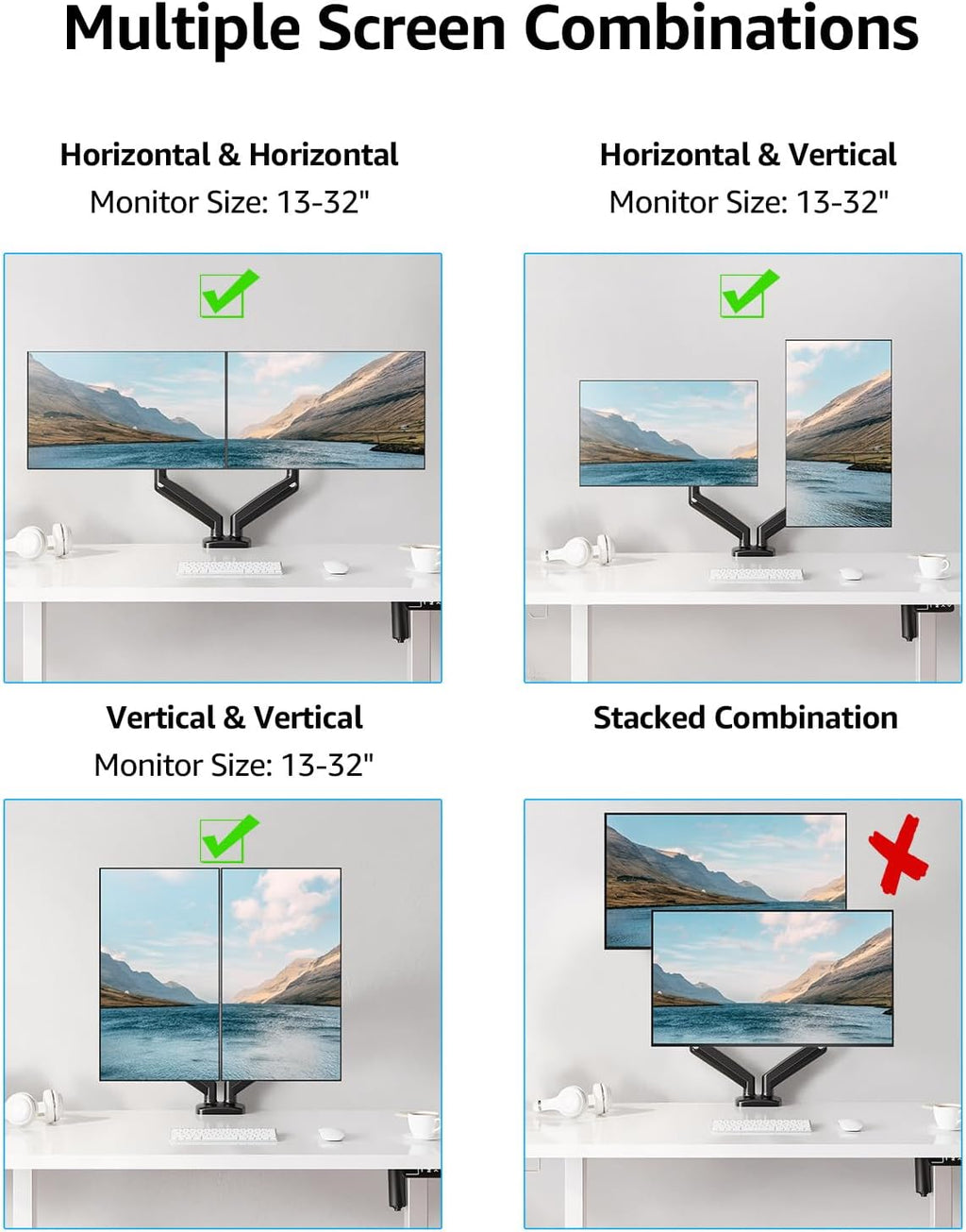 mountup dual monitor stand for desk, monitor arms, view 9