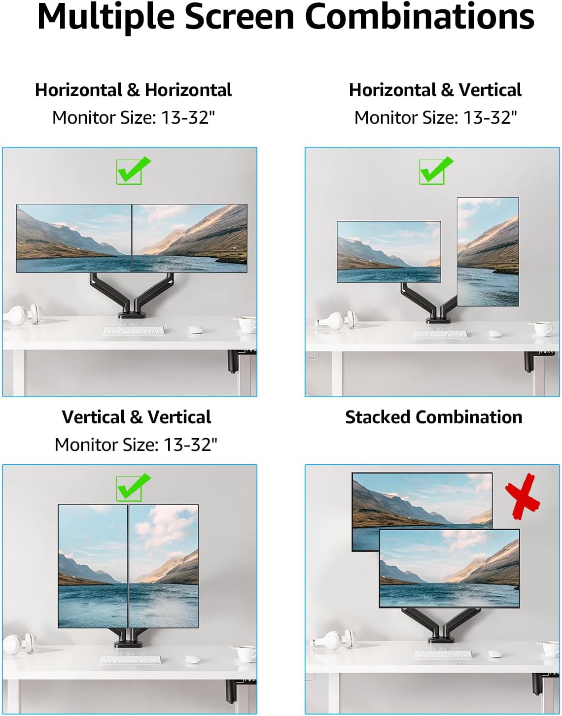 mountup dual monitor stand for desk, monitor arms, view 9