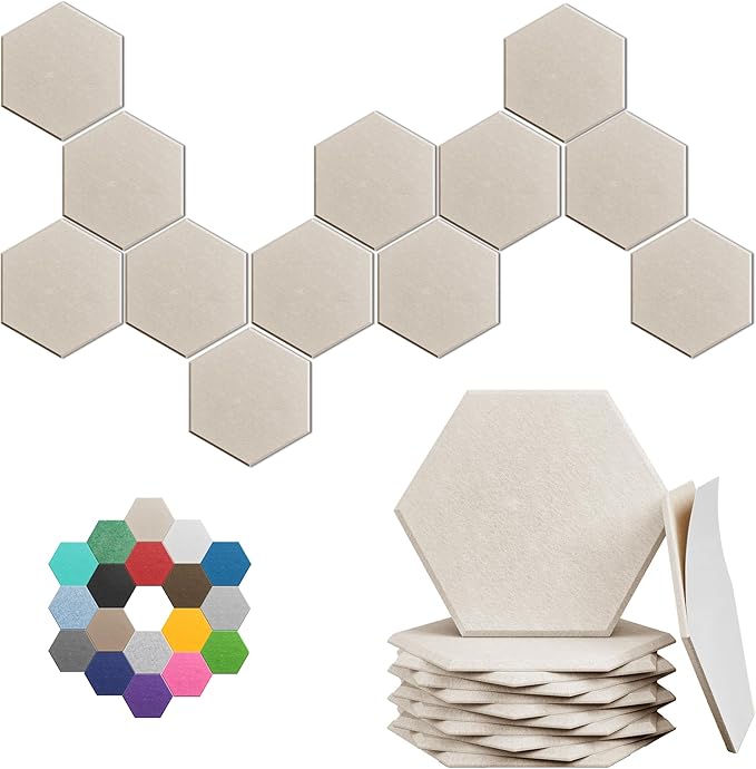 Hexagonal Acoustic Panels-12 Pack High-Density Sound Absorbing Panels by UNECHOACOUSTIC
