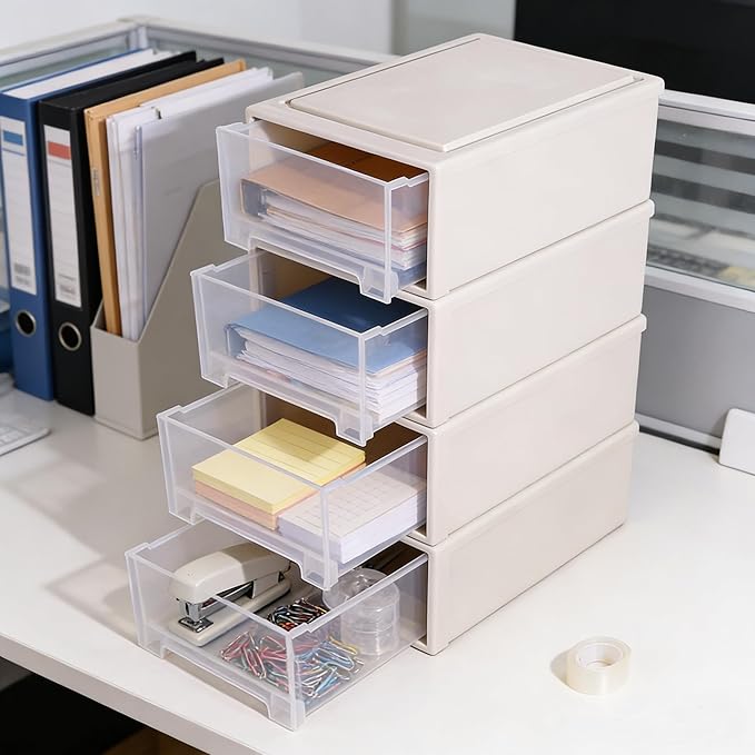 Buyitt 12 Quart Desktop Drawer Storage Unit, Plastic Stackable Storage Drawer - Image 6