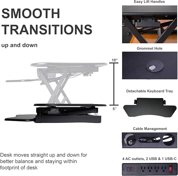Rocelco 46" Height Adjustable Corner Standing Desk Converter - Image 3