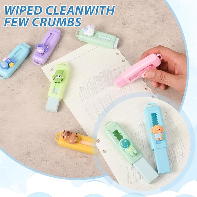 24 Pcs Cute Retractable Eraser for Pencils Cute School Supplies Kawaii Erasers - Image 6