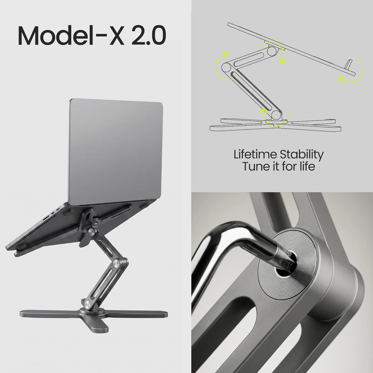 Model-X 2.0 Laptop Stand, Laptop Stand for Desk Adjustable Height