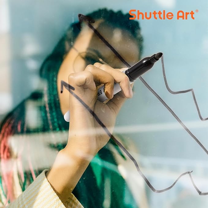 Shuttle Art Dry Erase Markers, 16 Pack Black Whiteboard Markers, Fine Tip Dry - Image 7