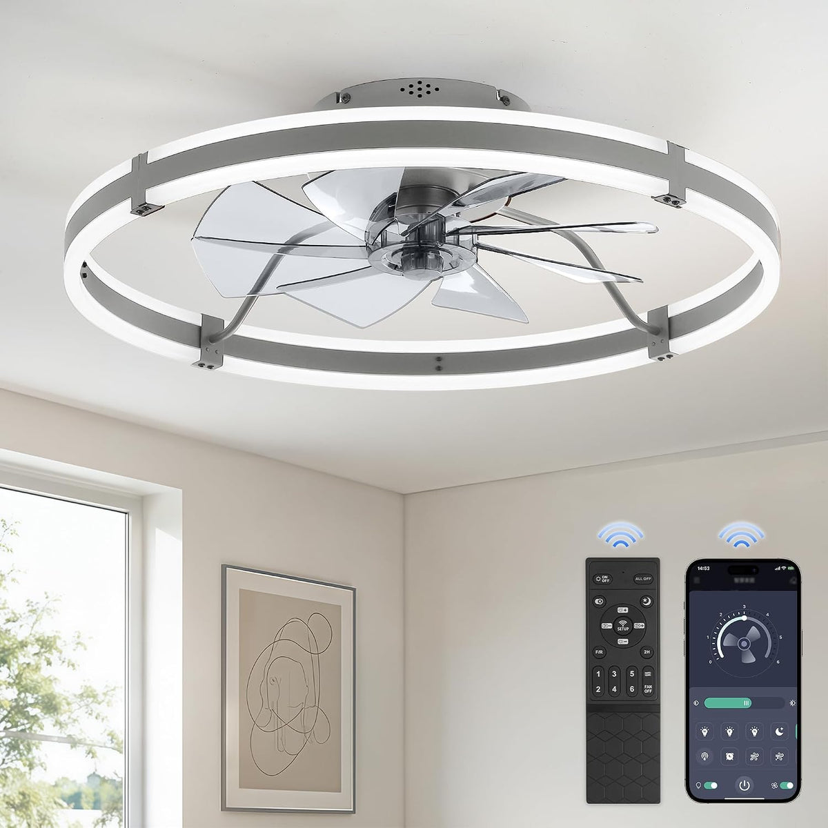 fanbulous 24" modern low profile ceiling fans with, main product view