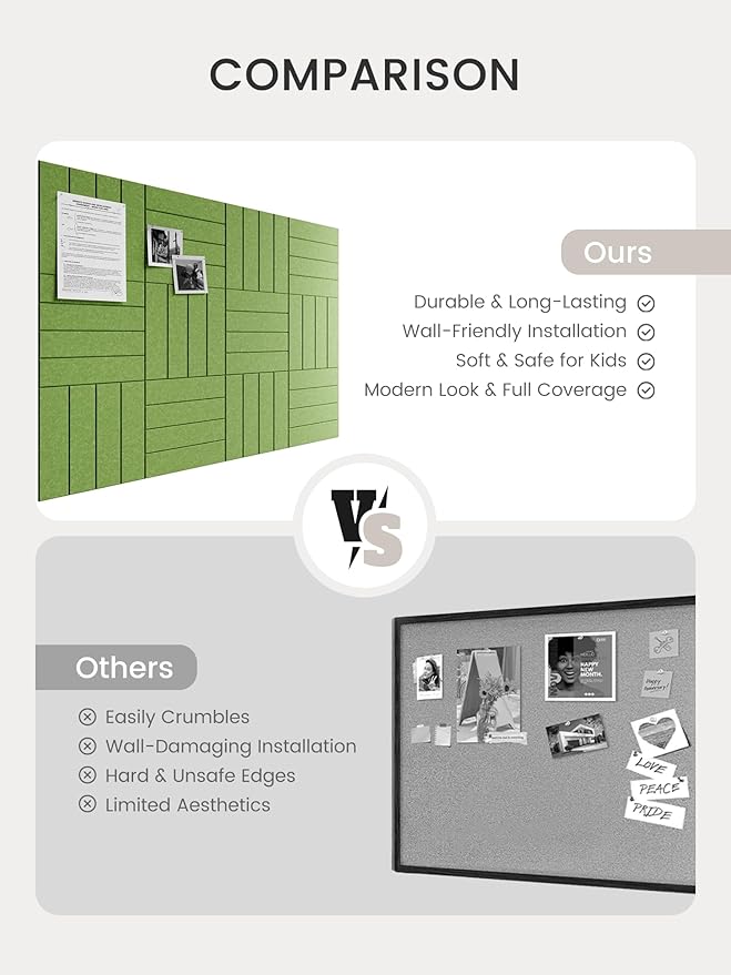 Bumusty Large Cork Board Alternative-47 x35 Felt Bulletin Board Tiles, - Image 7