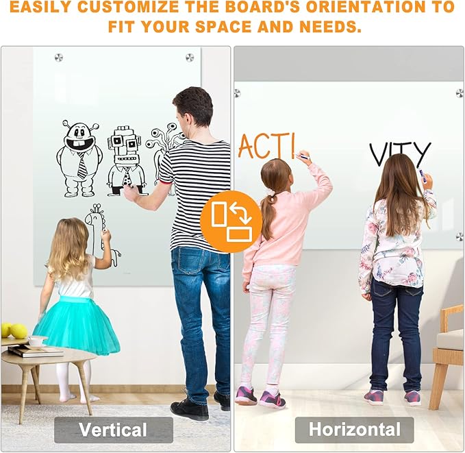 H-Qprobd Dry Erase White Board for Wall 72"x40" Magnetic Glass Frameless - Image 5