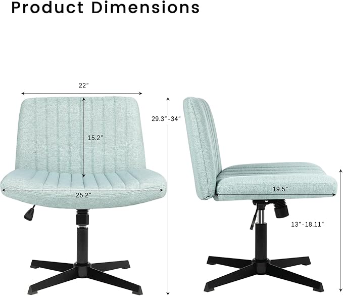 PUKAMI Criss Cross Chair, Armless Cross Legged Office Desk Chair No Wheels - Image 2