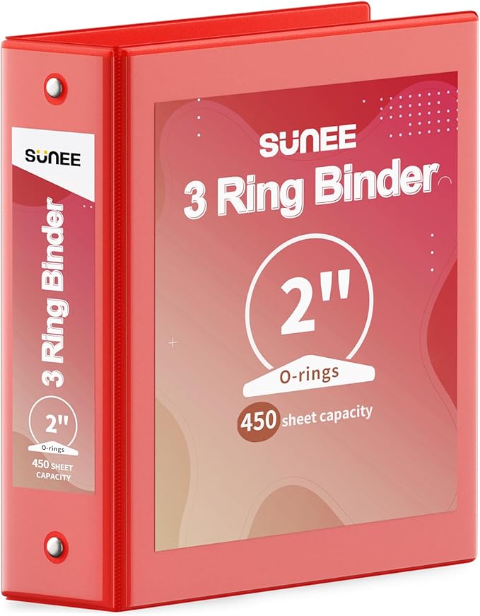SUNEE 3 Ring Binder 2 Inch 1 Pack by SUNEE