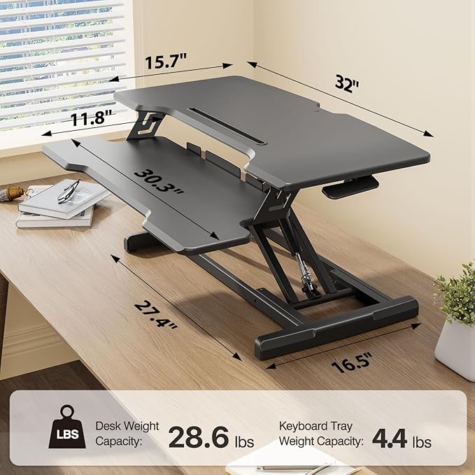 JYLH JOYSEEKER Standing Desk Converter 32 inch, Height Adjustable Sit Stand - Image 8