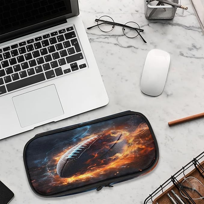 Pardick American Football Fire Pencil Case，Big Capacity Pencil Pouch Coin Pouch - Image 9