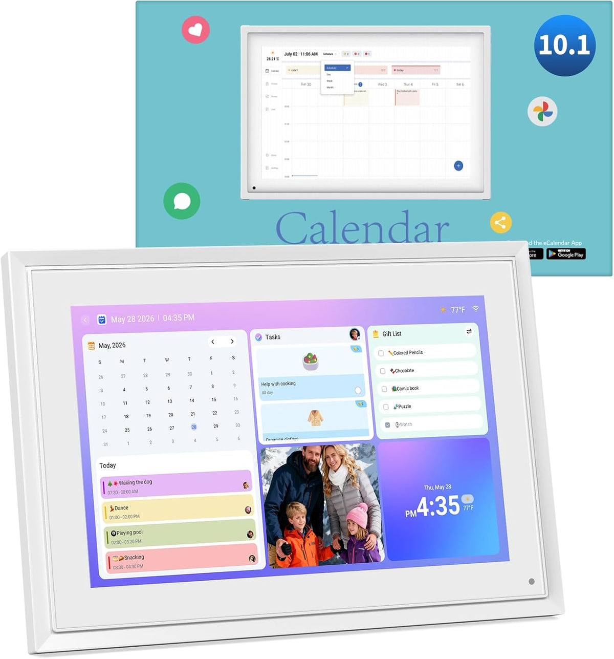 10.1" Digital Calendar – Chore Rewards, Meal Planner & Photo Frame