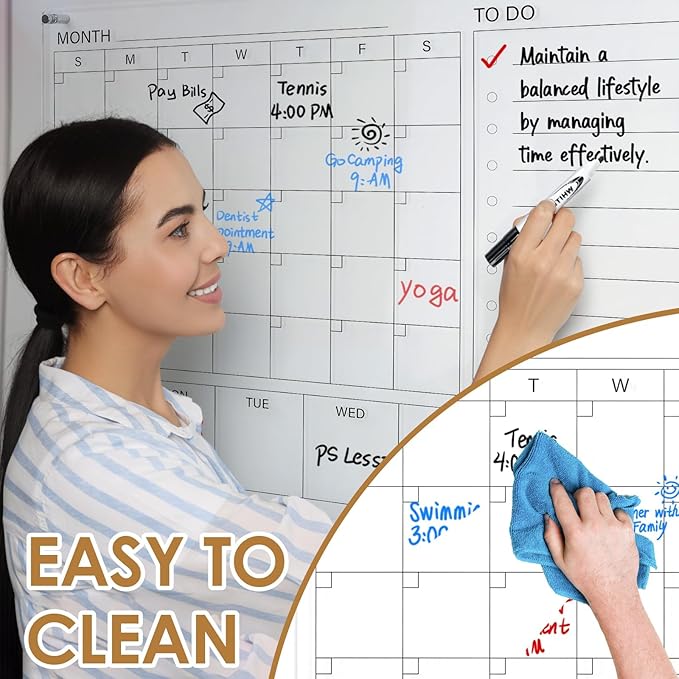MAKELLO Acrylic Calendar for Wall 32" x 24", Monthly Whiteboard - Image 4