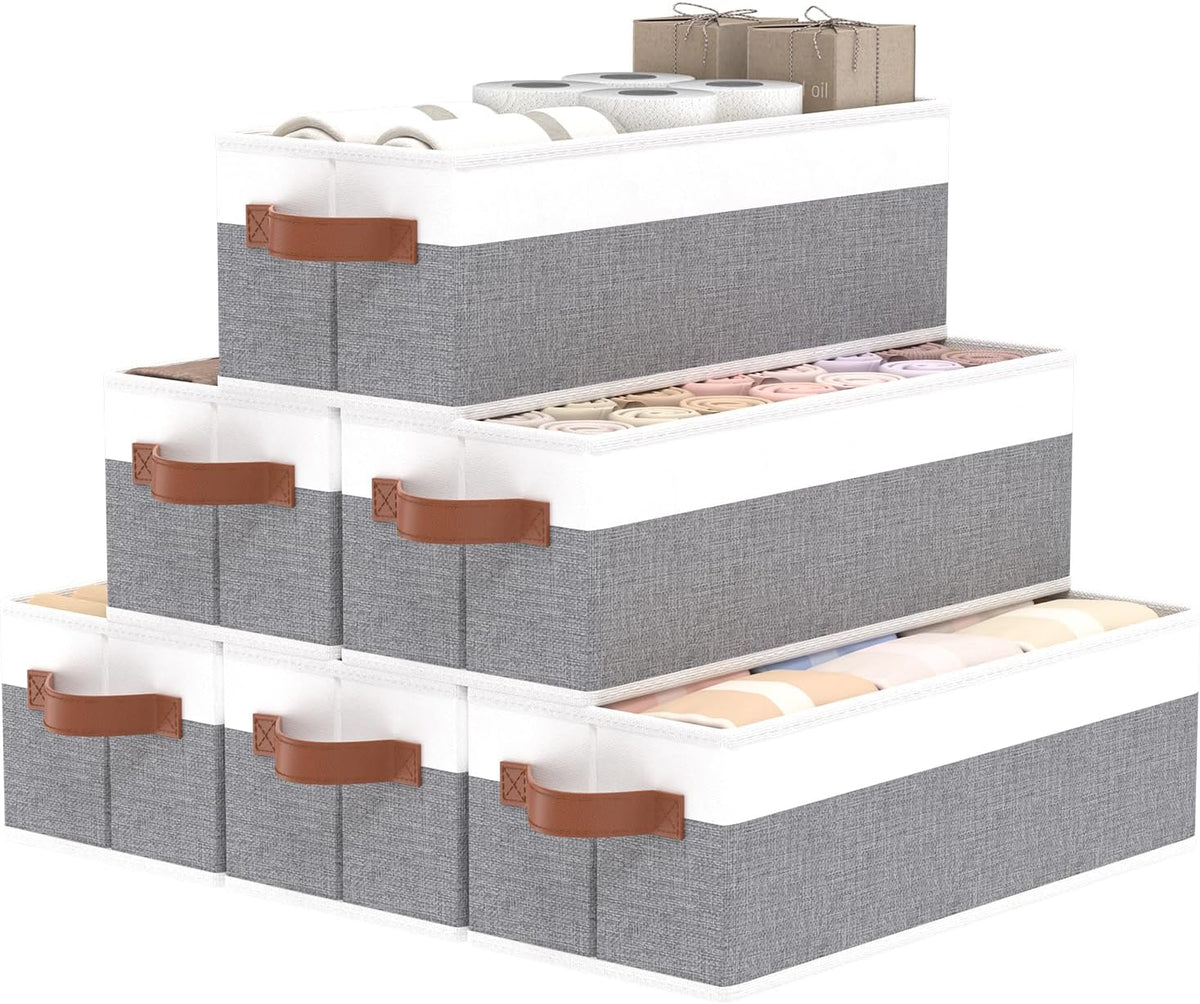 OUTBROS Foldable Drawer Organizers Gray/White, 15x6.1x5.1in, 6-Pack