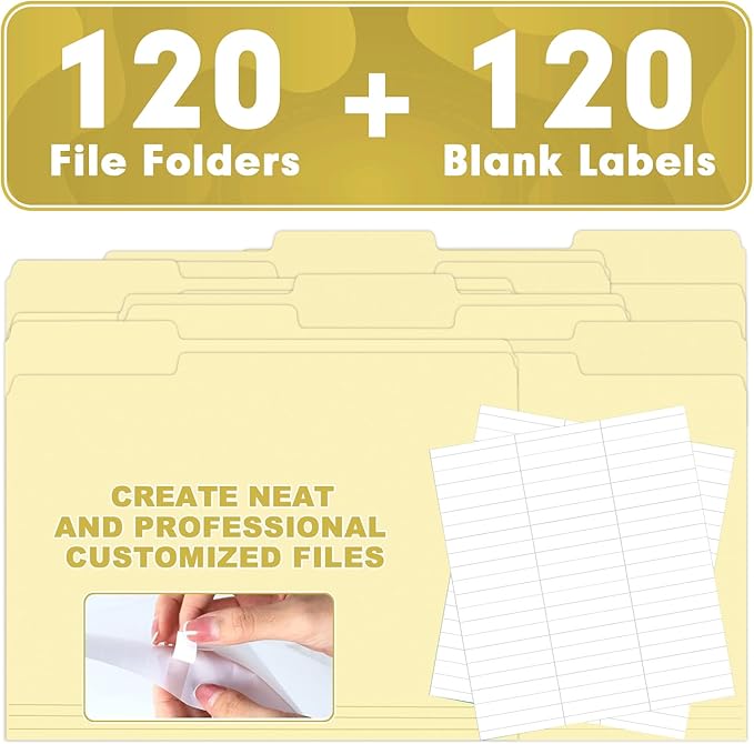 Manila Folders, HERKKA 120 Pack 1/3 Cut Tab File Folders, Manila Folders 8.5 x - Image 5