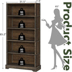 TVU 5-Tier Solid Wood Book Shelf, Floor Standing Bookcase, Farmhouse Style Book - Image 3