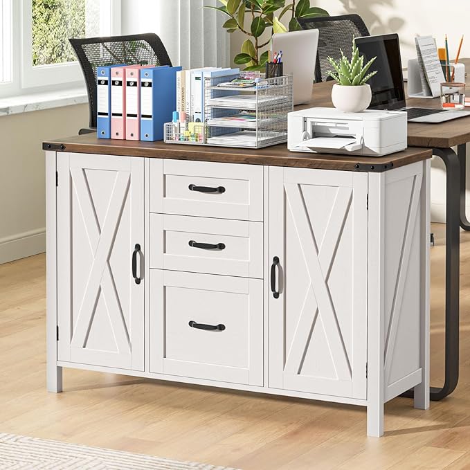 Vabches File Cabinet with 3 Drawers, Farmhouse Lateral File Cabinet Fits Files - Image 4
