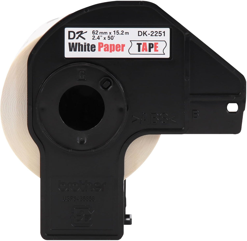 Brother Genuine DK-22513PK Continuous Length Replacement Labels, Black/Red Label on White Paper Tape, Engineered with Excellence, 2.4” x 50 feet, (3) Rolls per Box (DK22513PK)