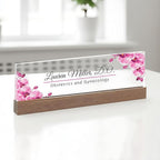 ARTBLOX | Office Personalized Name Plate Pink Orchid V2 Design On Clear Acrylic by Artblox