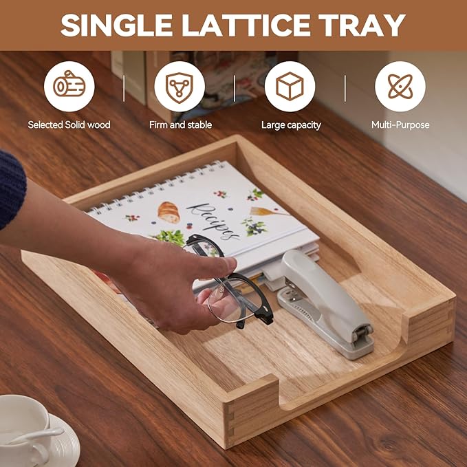 Kirigen Wood Letter-Size Tray Single-Tier- Wooden Tones Collection Front-Load - Image 2