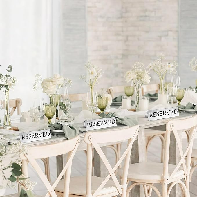 Aemygo 24 Pcs Metal Reserved Table Signs, Double Sided Tent Guest Reservation - Image 2
