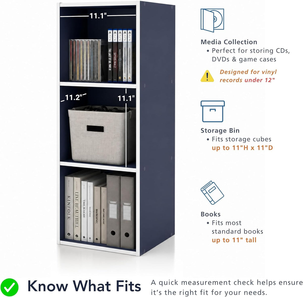 Homes: Inside + Out Apexa 2-Cube Storage Organizer Shelves, Stackable Wood Bo...