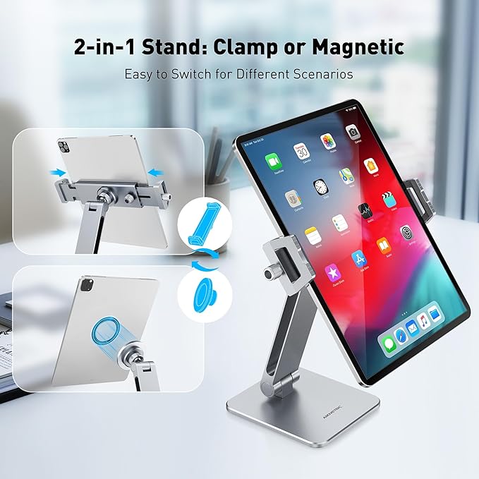 AboveTEK 2-in-1 Phone & iPad Stand, Magnetic iPad Stand - Image 2