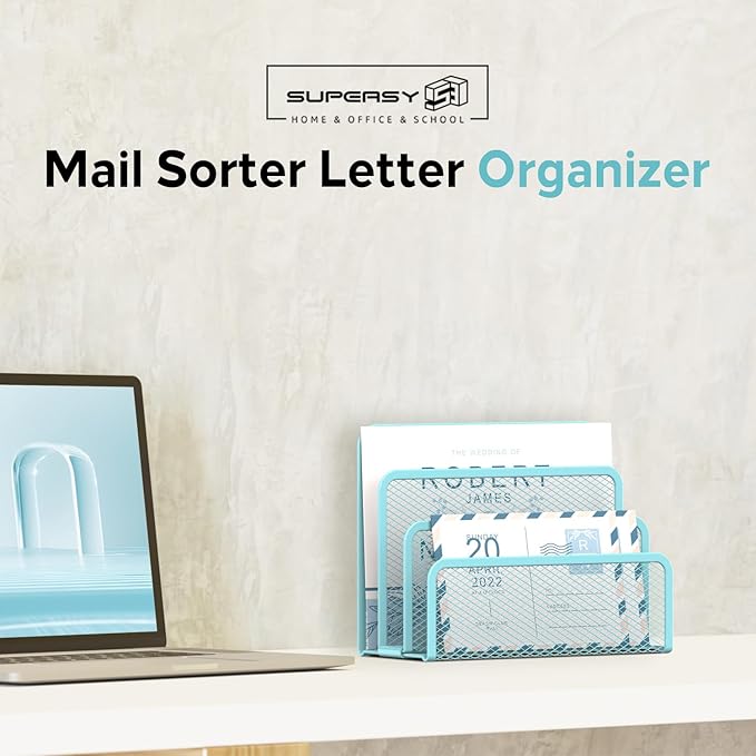 SUPEASY Mail Organizer for Desk, Mesh Metal Mail Holder Countertop - Image 2