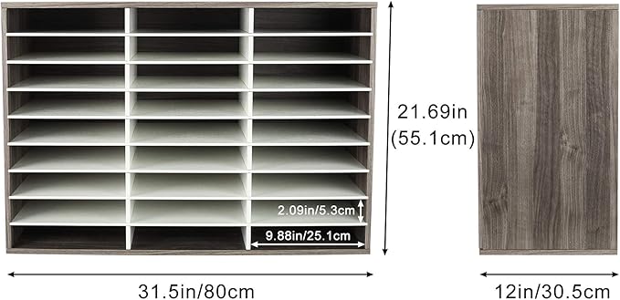 TQVAI Wood Literature Organizer, 27 Slots Hold 13500 Sheets A4 Papers, Wooden - Image 3