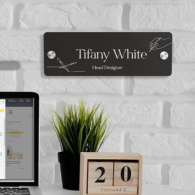 EGD Acrylic Door Name Plate Personalized I Custom Acrylic Sign I Cute Office by E-GraphicDesignInc