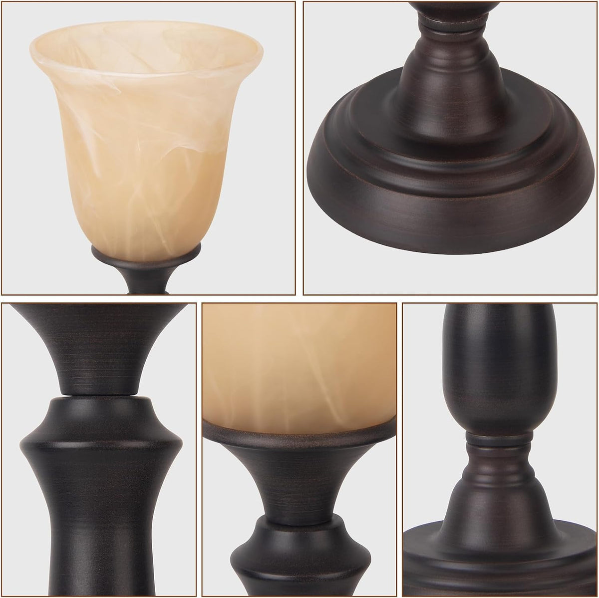 HonoDing Farmhouse Table Lamp for Living Room, Nightstand Lamp with Alabaster...